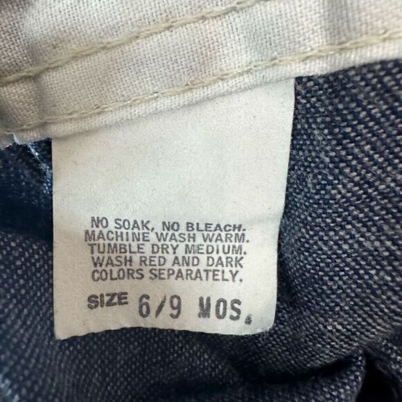 Vintage OshKosh B'Gosh Baby 6/9 Months Footie Denim Overalls Dark Blue Jean - Picture 4 of 8